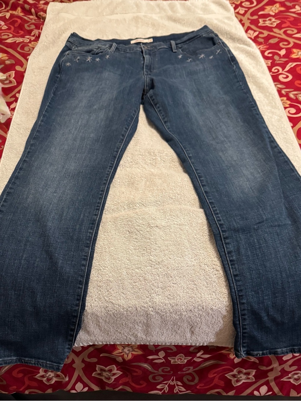 Levi's Blue Straight-Leg Jeans with Star Embroidery